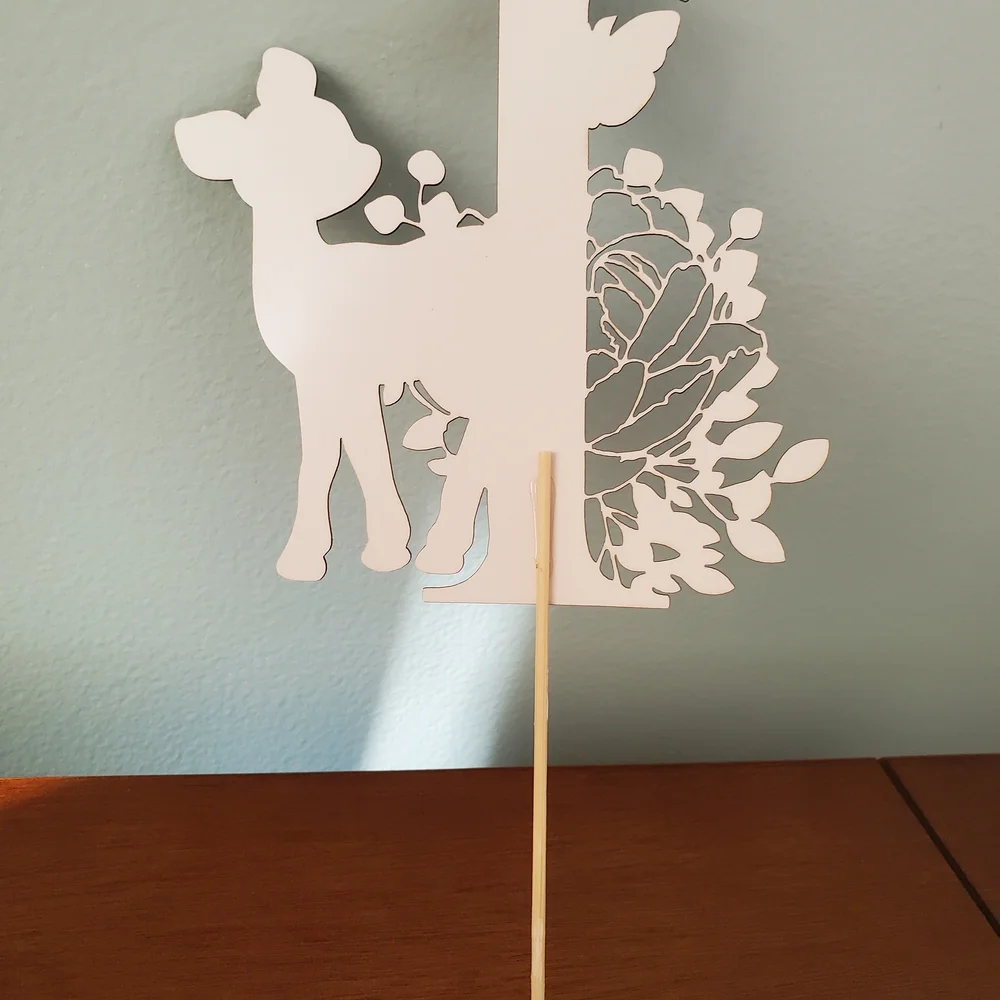 Glittery Deer and Butterfly Cake Topper